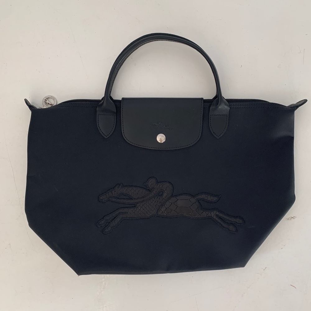 Longchamp Black Logo Tote Bag Purse